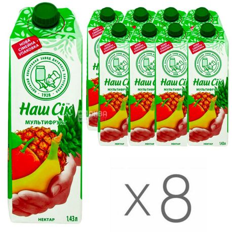 Наш сок, Сок мультифруктовый, 1,43 л х 8 шт.