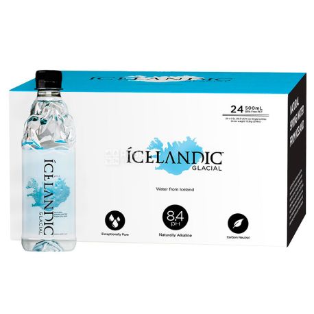 Icelandic Glacial, 0,5 л, упаковка 24 шт., Айсландік Глесіал, Вода мінеральна негазована, ПЕТ