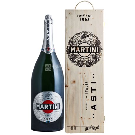 L Martini Asti 6, Sparkling wine, 7.5%, in a wooden gift box