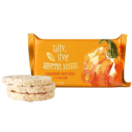 Tasty Style, Хлебцы злаковый коктейль, с тыквой, 50 г