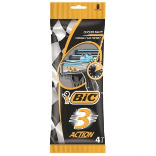 BIC 3 Action, 4 шт., Станок для гоління, одноразовий