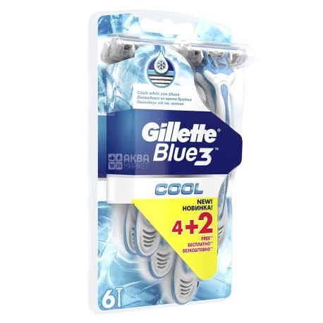 Gillette Blue 3 Cool, 4+2 шт., Станок для бритья, одноразовый