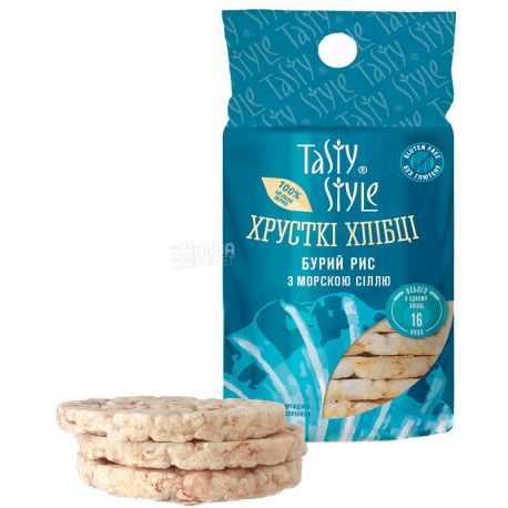 Tasty Style, 100 г, Хлебцы безглютеновые с бурым рисом и морской солью Тейсти Стайл