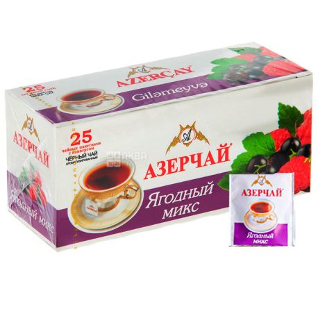 Azerçay, Berry Mix, 25 pack * 2 g, Azerchay tea, black with the scent of wild berries