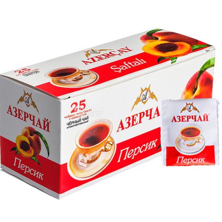Azerçay, Peach, 25 pack * 2 g, Azerchay tea, black with fruit flavor