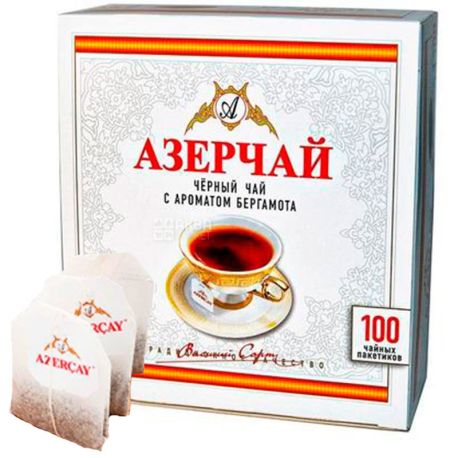 Azerçay, 100 пак. *2 г, Чай Азерчай, черный с ароматом бергамота