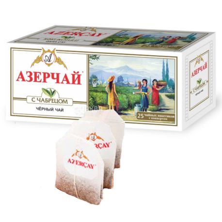 Azerçay, With thyme, 25 pack * 2 g, Black tea with herbs