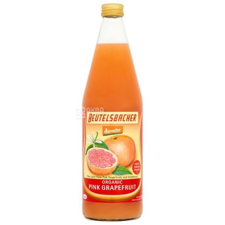 Beutelsbacher, Pink Grapefruit, 0,7 л, Бойтельсбахер, Сік грейпфрут рожевий, органічний, скло