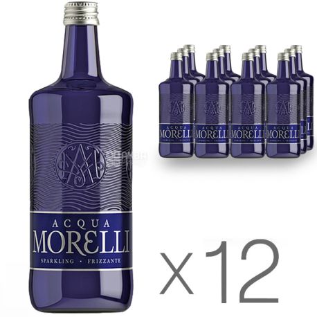 Acqua Morelli, 0,75 л, Упаковка 12 шт., Аква Мореллі, Вода мінеральна газована, скло