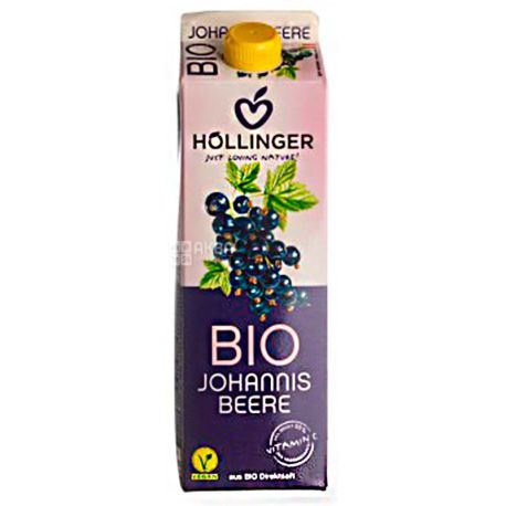 Hollinger, Johannis beere, Черная смородина, 1 л, Холлингер, Нектар органический
