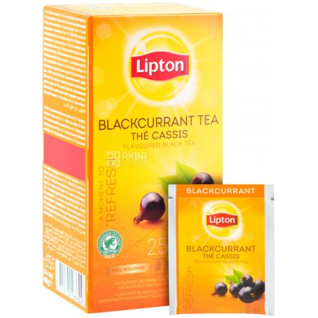 Lipton, Blackcurrant, 25 пак., Чай Ліптон, Чорна смородина, Чорний байховий