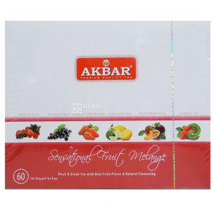 Akbar Fruit Melange, 60 пак, Подарочный набор чая, ассорти, Акбар Фрут Меланж