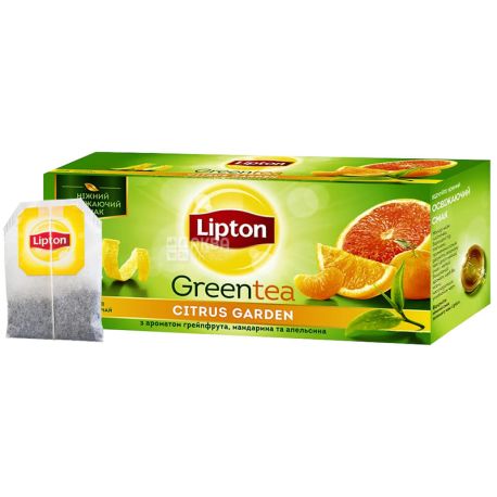 Lipton, Citrus Garden, 25 пак., Чай Ліптон, Цитрусовий сад, Зелений з ароматом цитруса