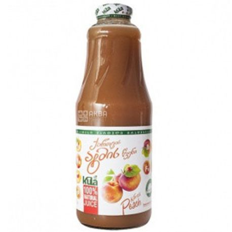 Kula, Peach, 1 л, Кула, Сок Персиковый, натуральный с мякотью, стекло