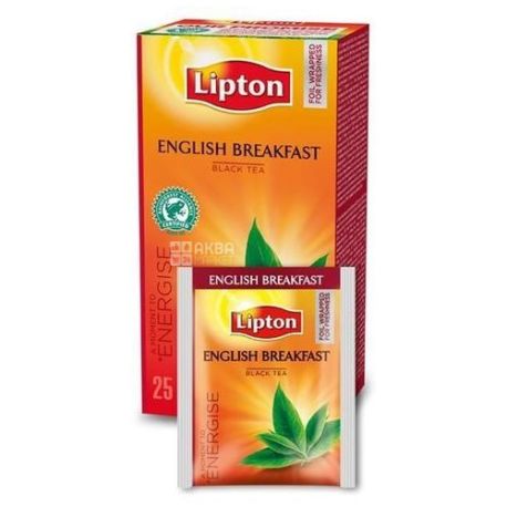 Lipton, English Breakfast, 25 пак., Чай Ліптон, Англійський сніданок, Чорний