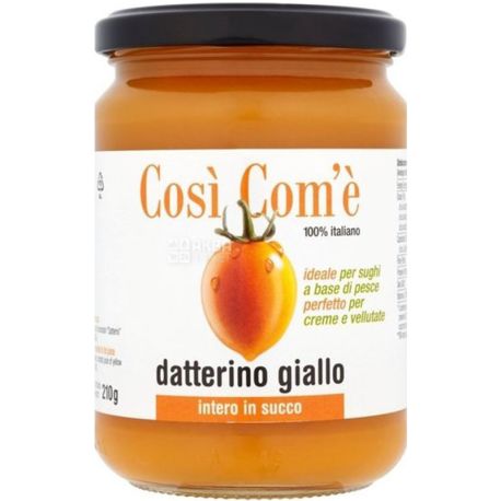 Cosi 'Com'e' Datterino, Cherie Yellow Tomatoes in its own juice, 350 g