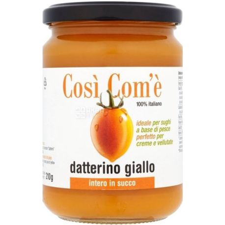 Cosi' Com'e' Datterino, Томаты Чери желтые в собственном соку, 350 г
