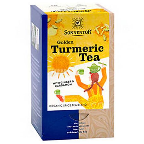 Sonnentor, Golden Turmeric, Organic Herbal Tea, with Ginger and Cardamom, 18 pak., 36 g