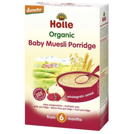 Holle, 250 г, Мюслі Холле, дитячі, малина-банан, органічні, з 6 місяців