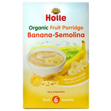 Holle, Каша манна з бананом, органічна (з 6 місяців), 250 г