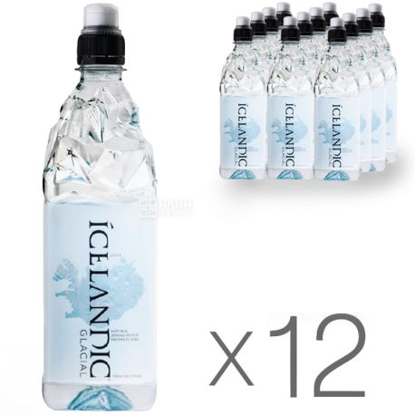 Icelandic Glacial, Спорт, 0,75 л, упаковка 12 шт., Айсландік Глесіал, Вода мінеральна негазована, ПЕТ
