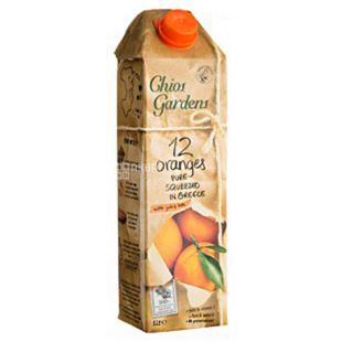  Chios Gardens, 12 Оranges, 1 л, Хіос Гарденс, Сік з м'якоттю, прямого віджиму