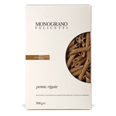 Felicetti Monograno Farro Penne Rigate, 500 г, Макарони Фелічетті Пенне Рігате Спельта