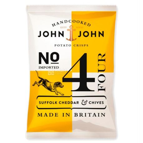John & John, Чипсы картофельные с сыром Чеддер с Саффолке и шнитт-луком, 150 г