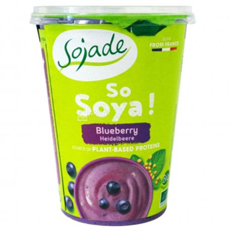 Sojade So Soya Blueberry Organic, 400 г, Сояде, Йогурт соєвий органічний, чорниця, без глютену і лактози