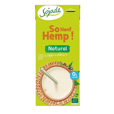 Sojade So Hemp Organic, 1 л, Сояде, Конопляне молоко, органічне, без цукру і лактози