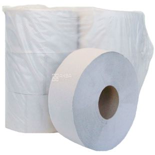 Bima Jumbo, Упаковка 6 шт. х 1 рул., Туалетний папір макулатурний  Біма, одношаровий, 130 м, без перфорації, на втулці