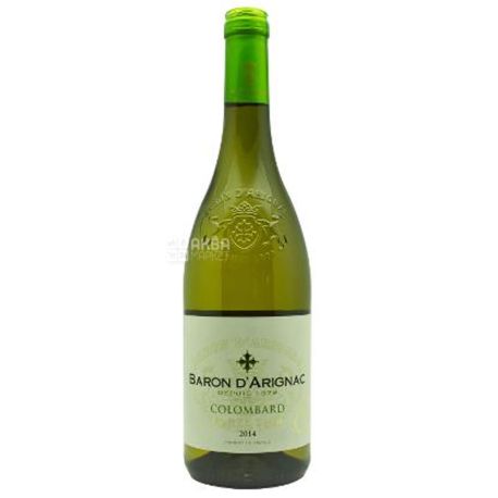 Baron d'Arignac, Colombard, Вино біле сухе, 0,75 л