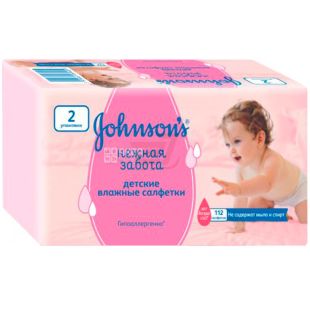  Johnson’s Baby, Салфетки детские влажные, Нежная забота, 112 шт.