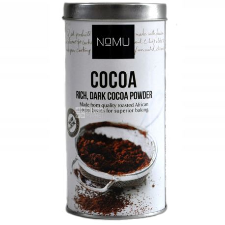 Nomu, Rich, Dark cоcоа powder, 150 г, Ному, Какао-порошок, горький, органический, тубус