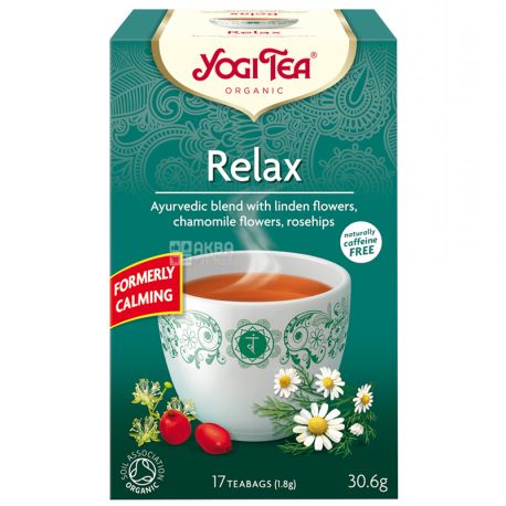YogiTea, Relax, 17 пак., Чай Йоги Ти, Релакс, травяной с шиповником, липой, ромашкой, органический