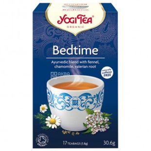 YogiTea, Bedtime, 17 пак., Чай ЙогиТи, Бедтайм, травяной с валерианой и ромашкой, органический
