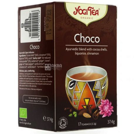 YogiTea, Choco, 17 пак., Чай ЙогиТи, Чоко, корица с какао, органичный