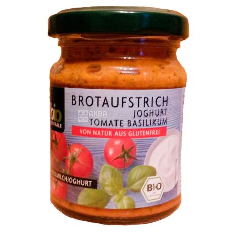 Bio Zentrale, Паста для бутербродов с йогуртом, томатами и базиликом, Органическая, 125 г