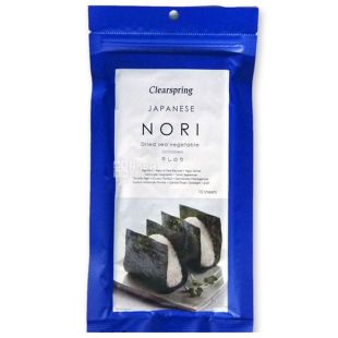 Clearspring, Водоросли морские Нори, сушеные, 10 листов, 25 г
