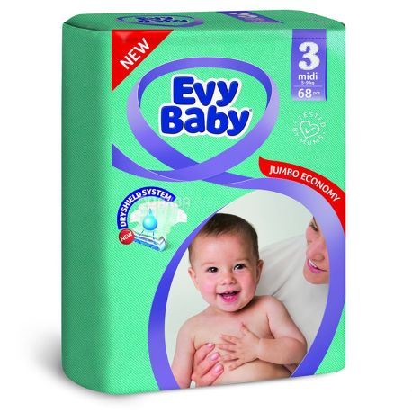 Evy Baby, Midi Jumbo, 68 шт., Подгузники-трусики, Размер 3, 5-9 кг