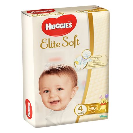 Huggies Elite Soft, 66 шт., Хаггіс, Підгузки, Розмір 4, 8-14 кг