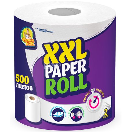 Фрекен Бок, XXL Paper Roll, 1 рул., Бумажные полотенца, 2-х слойные, с центральной вытяжкой, 500 листов, 19х19 см