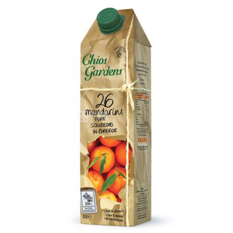 Chios Gardens, 26 Mandarins, 1 л, Хіос Гарденс, Сік мандариновий, прямого віджиму