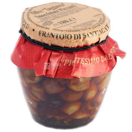 Tjazhsku olives with seeds in olive oil with chili pepper 180g, Frantoio di Sant'agata