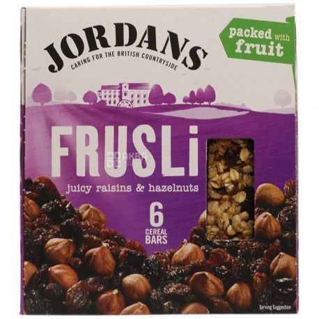 Jordans, Батончик злаковий з родзинками і лісовими горіхами, 6 шт. *30 г