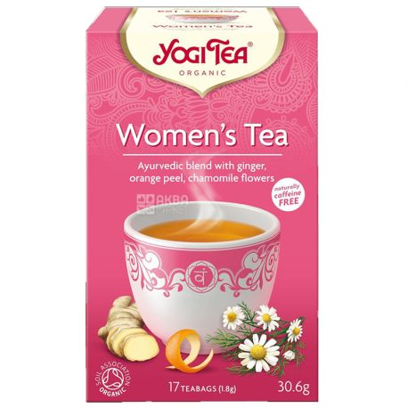 YogiTea, Women's Tea, 17 пак., Чай ЙогіТі, Жіночий чай, інжир, цедра апельсина і квітки ромашки, органічний