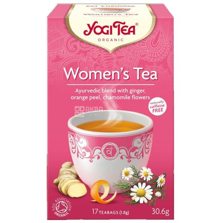 YogiTea, Women's Tea, 17 пак., Чай ЙогиТи, Женский чай, инжир, цедра апельсина и цветки ромашки, органический