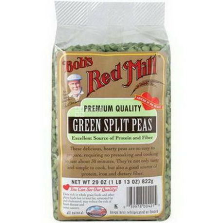 Bob's Red Mill, Green split peas, 822г, Бобс Ред Мілл, Горох зелений колотий