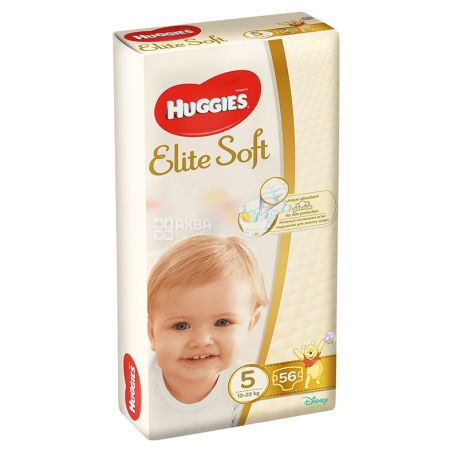 Huggies Elite Soft, 56 шт., Памперс, Підгузки-трусики, Розмір 5, 12-22 кг