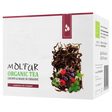 MOL'FAR, Black tea, wedge with berries of raspberry, blueberry, cowberry, organic, 50 g